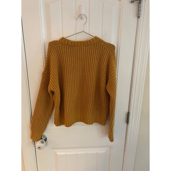 Madewell Everett Cable Knit Alpaca Wool Blend Sweater In Heather Cumin Sz Medium - Picture 7 of 7